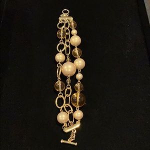 Carolee faux pearl triple strand toggle bracelet